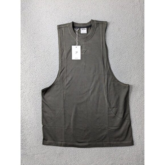 Gymshark Premium Lifting Drop Arm Tank Top Mens Large Regular Weight Green - Picture 1 of 11